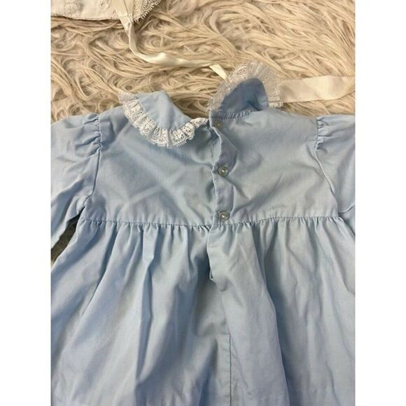 Vintage Madonna by Haddad & Nannette White Blue Christening gown embroidered 12 - Picture 7 of 9